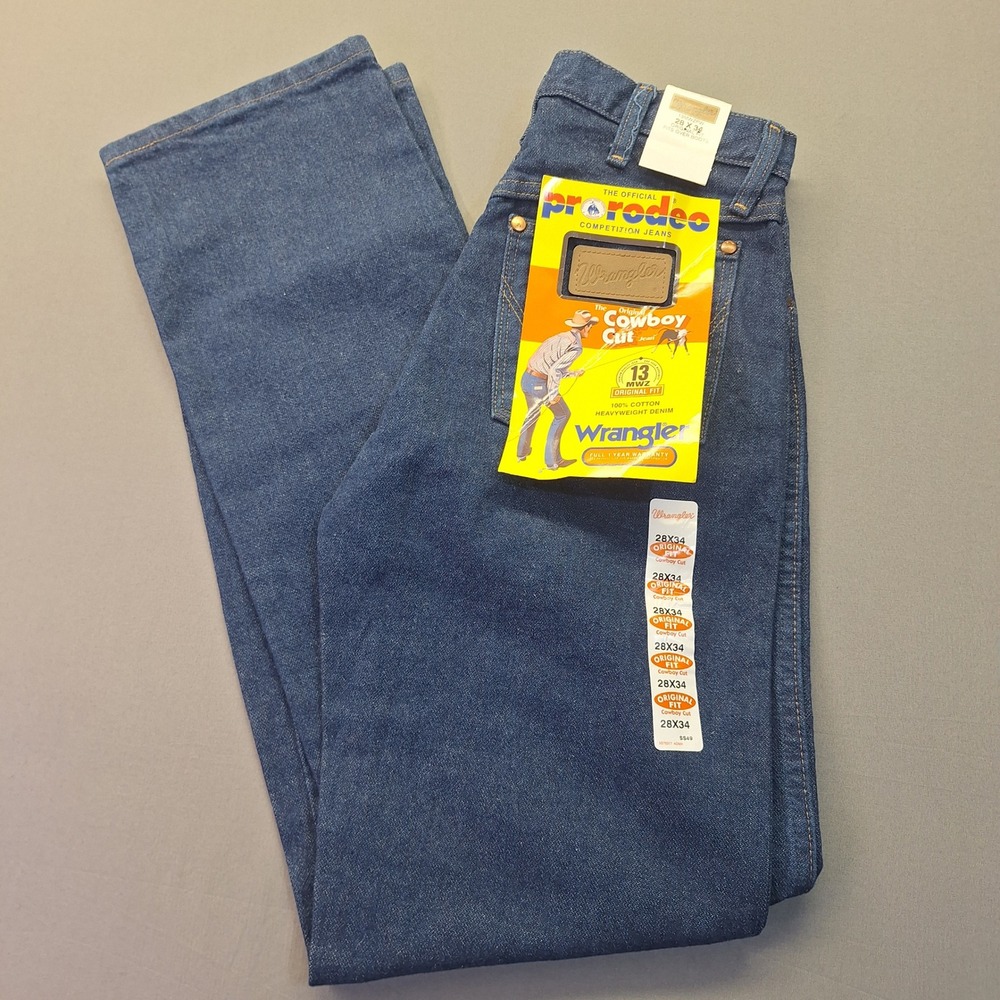 Wrangler 13MWZPW Mens Cowboy Cut Original Fit Jeans Indigo Blue 28x34 NWT